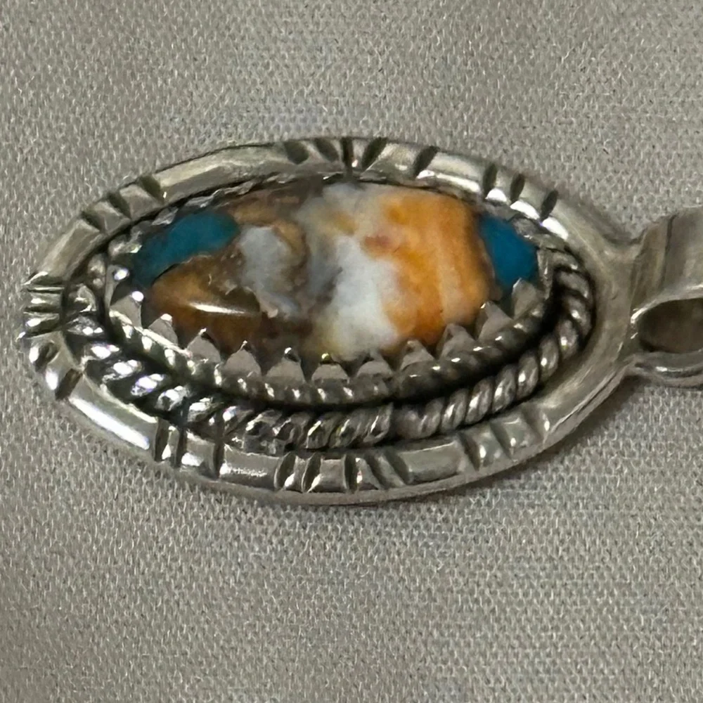 925 Sterling Silver Spiny Oyster Copper Turquoise Oval Orange/White/Blue/Brown - Picture 7 of 13